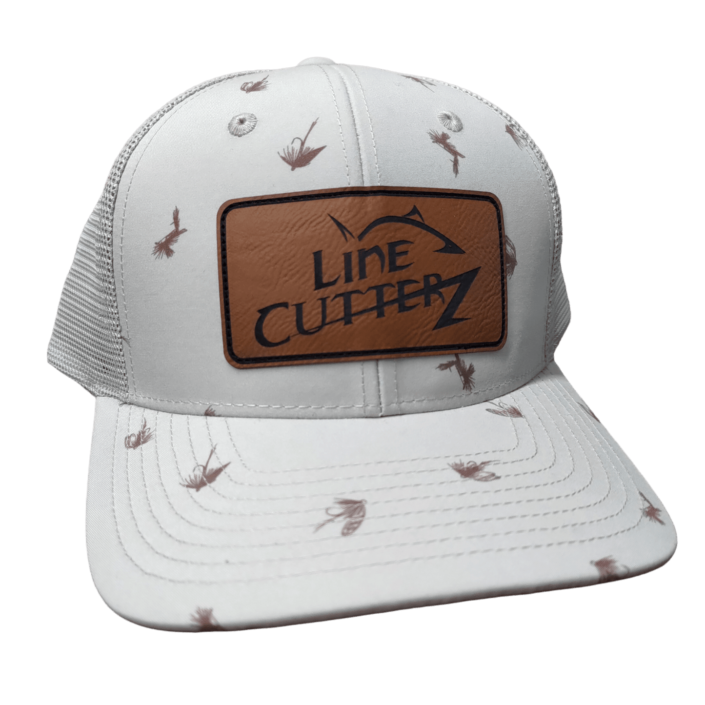 Line Cutterz Meshback Fly Fishing Hat Hats Line Cutterz Khaki Faux Leather Patch