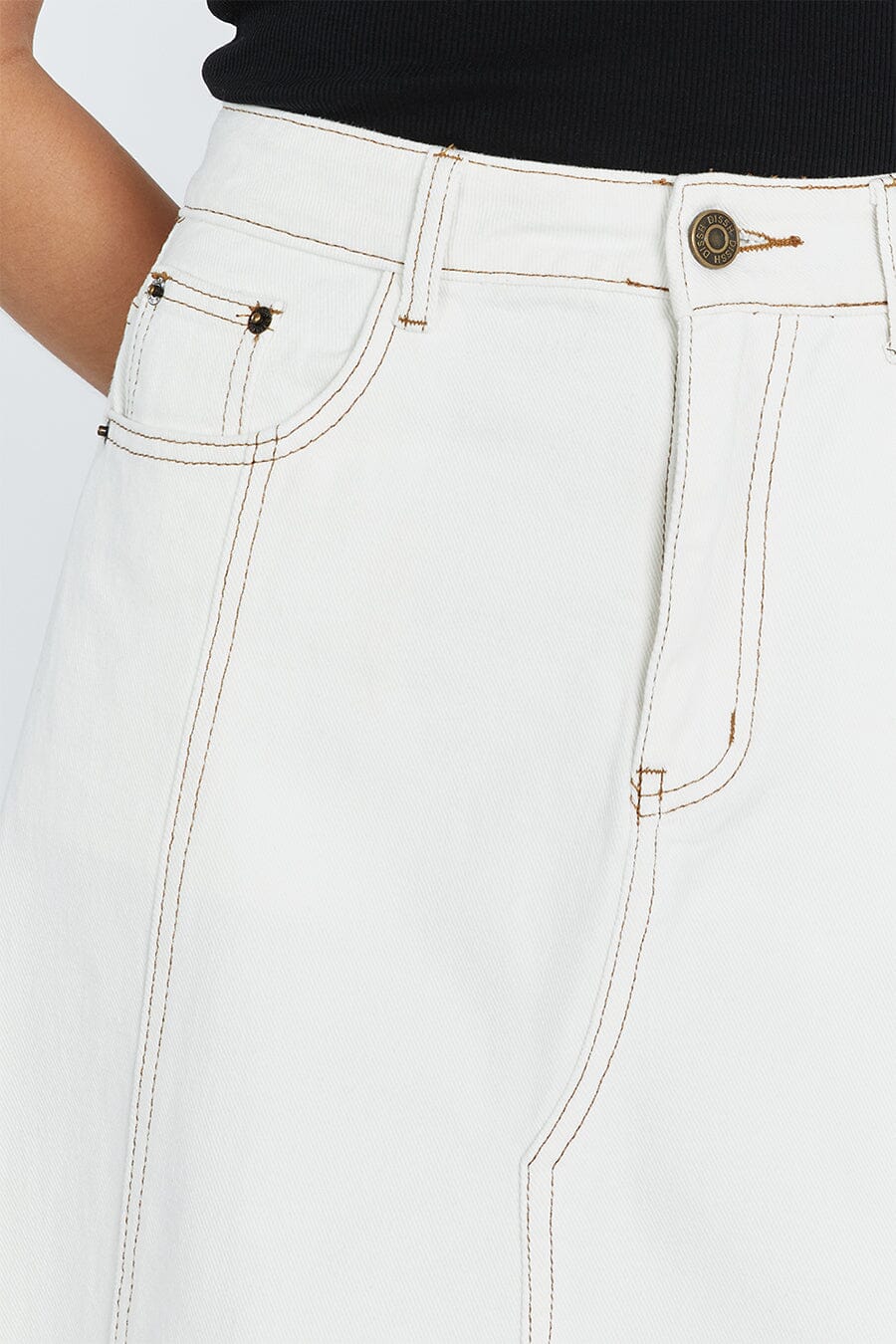 LENNON OFF WHITE DENIM MAXI SKIRT