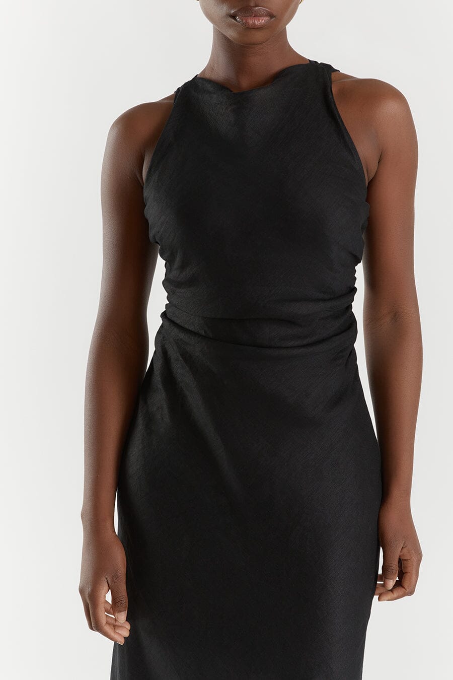 ROSE BLACK LINEN MAXI DRESS