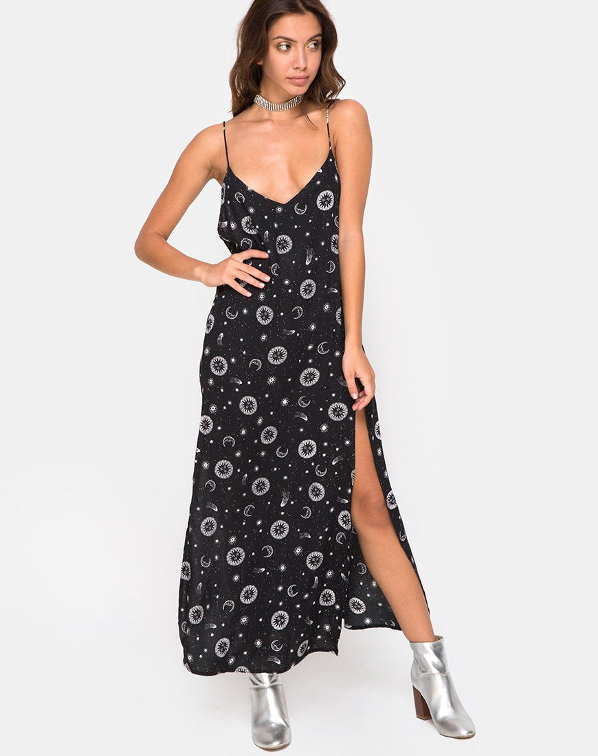 Hime Maxi Dress in Small Celestial Black X Princess Polly