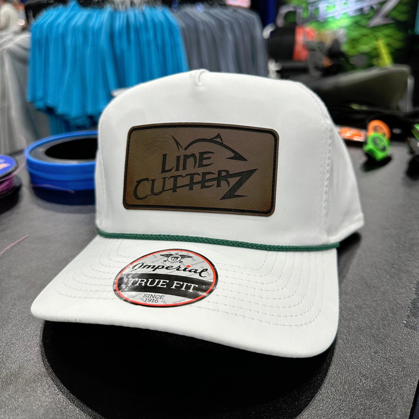 Line Cutterz Snapback Polyester Rope Hat Hats Line Cutterz White Dark Green Dark Brown Faux Leather Patch