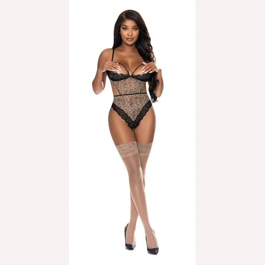 Purrfect Half Cup Teddy W/ Split Crotch Leopard 2xl