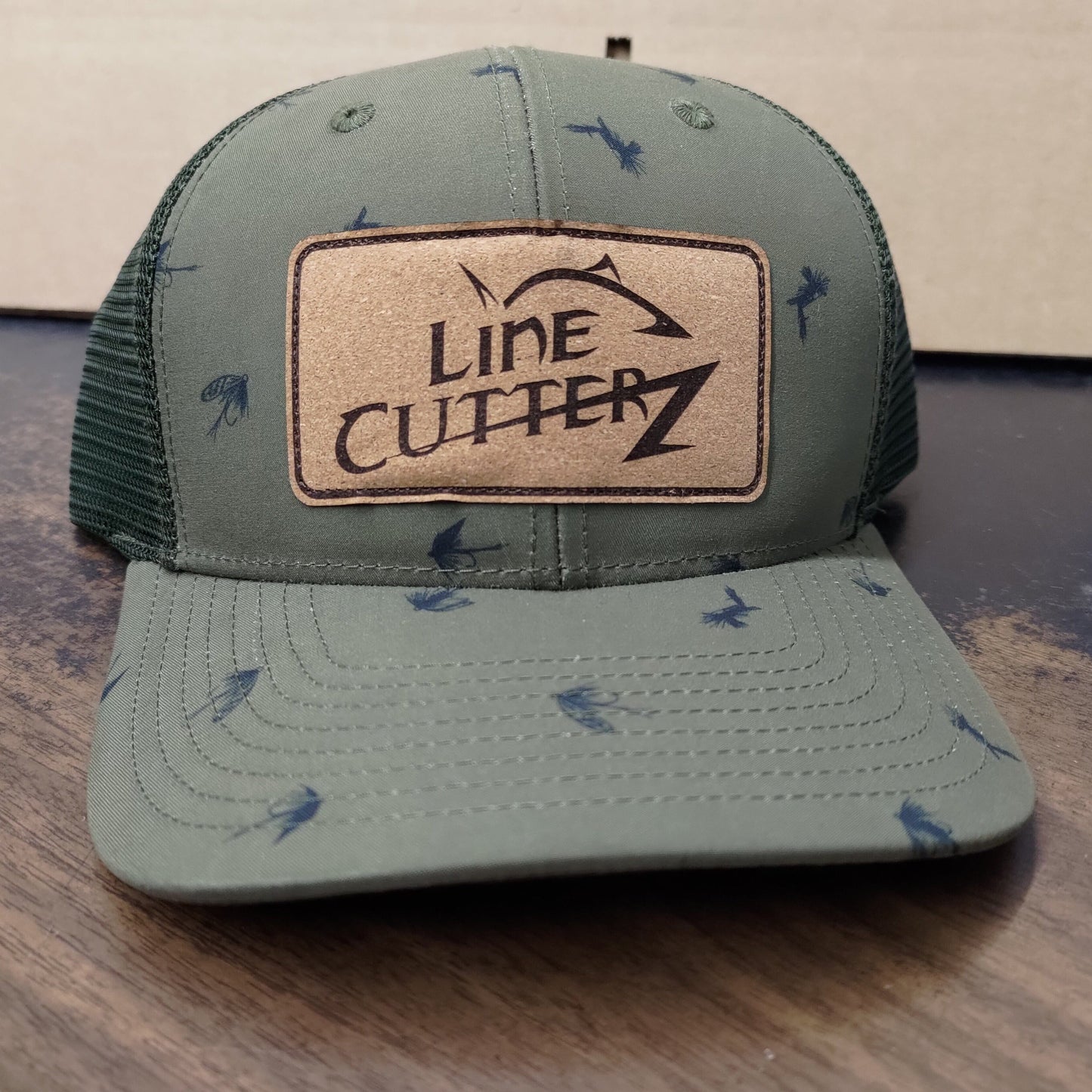 Line Cutterz Meshback Fly Fishing Hat Hats Line Cutterz Olive Cork Patch