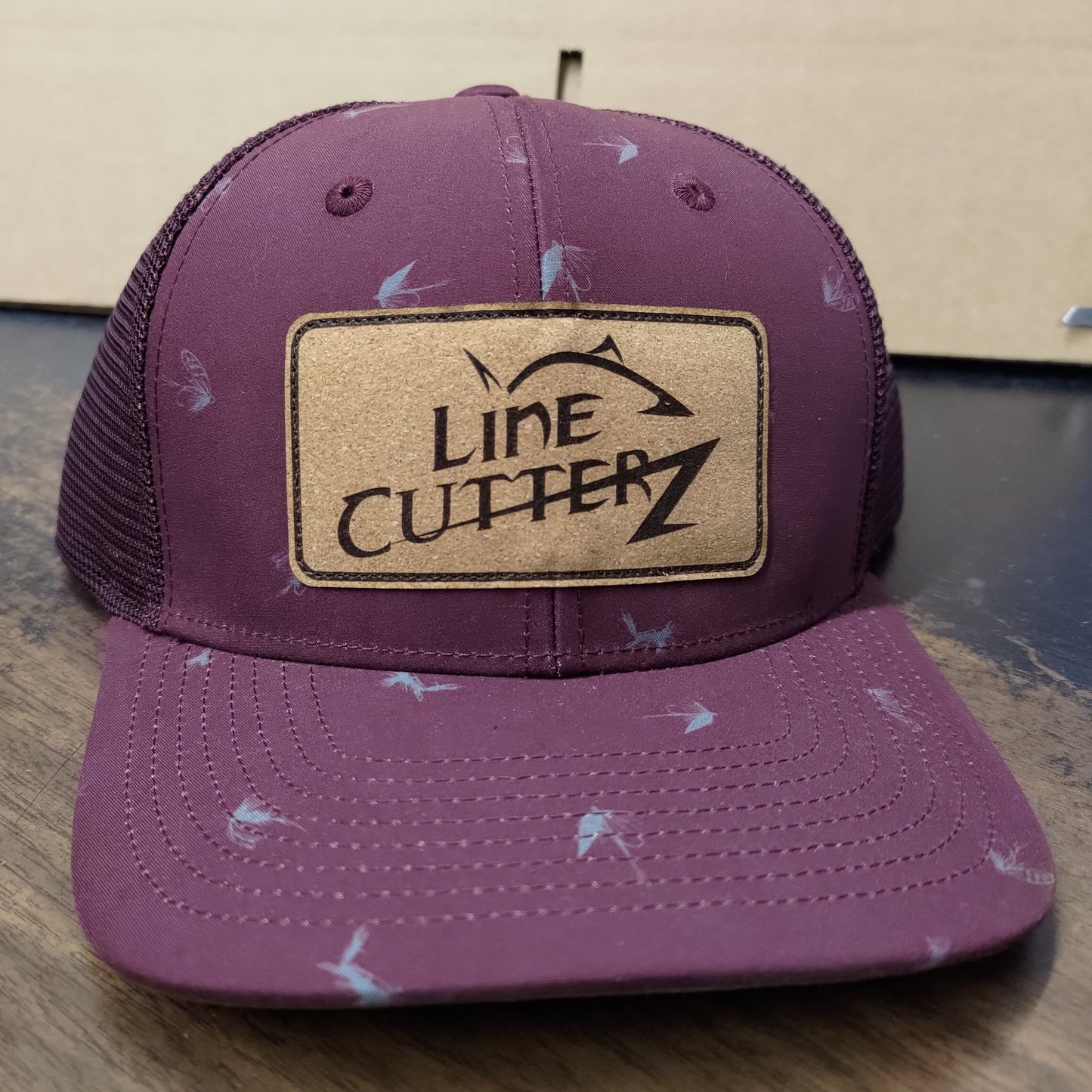 Line Cutterz Meshback Fly Fishing Hat Hats Line Cutterz Maroon Cork Patch