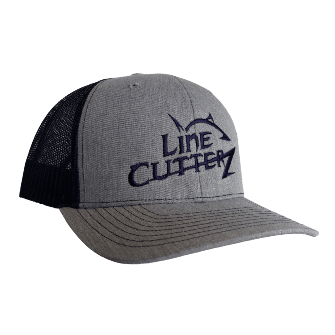 Line Cutterz Meshback Trucker Snapback Hats Line Cutterz Heather Grey/Navy - Navy Logo