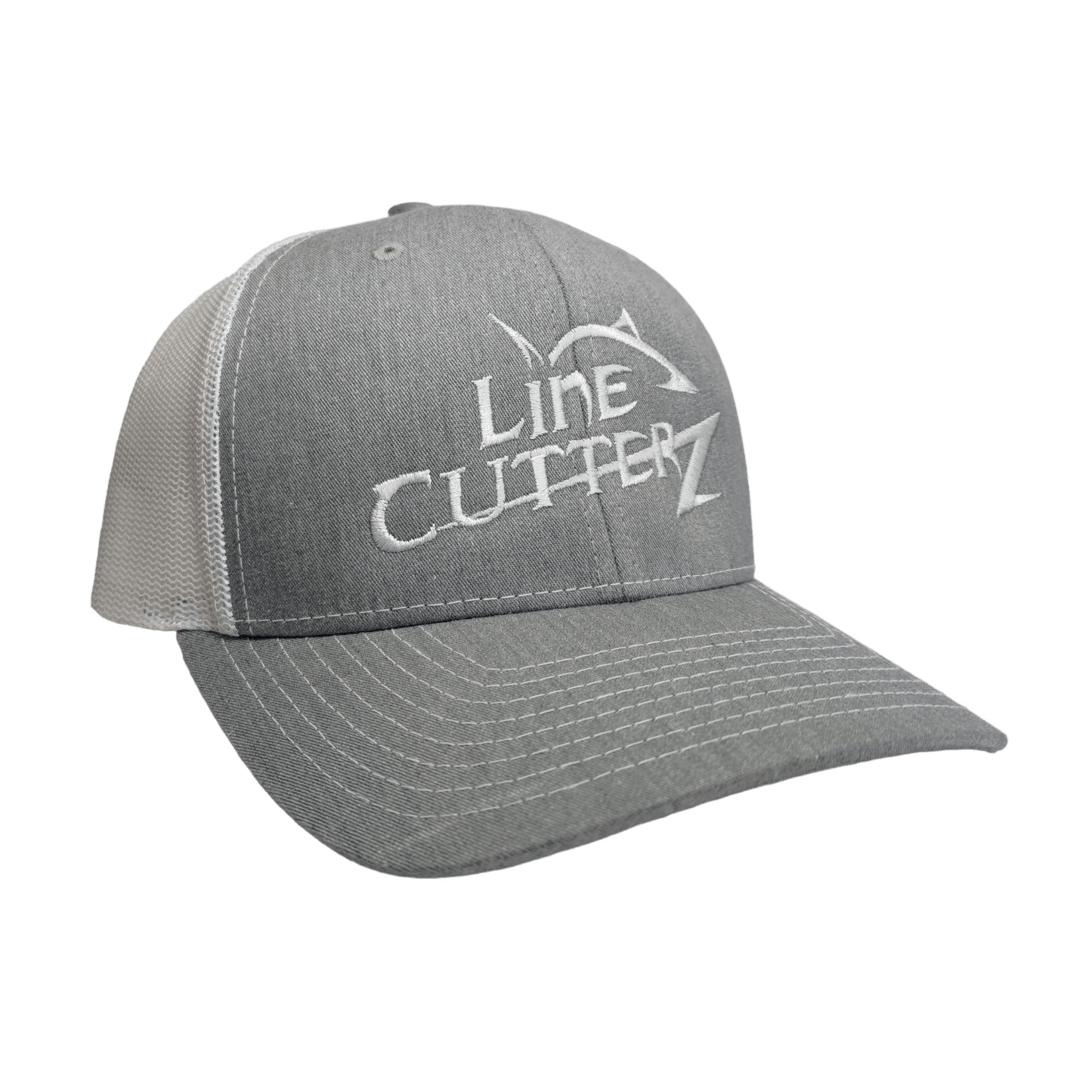 Line Cutterz Meshback Trucker Snapback Hats Line Cutterz Heather Grey/White - White Logo