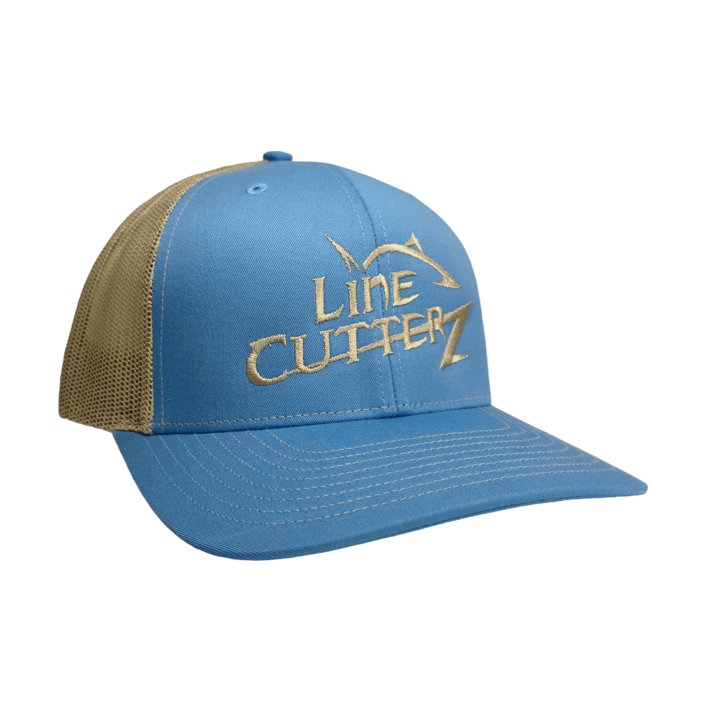 Line Cutterz Meshback Trucker Snapback Hats Line Cutterz Sky Blue/Khaki - Khaki Logo