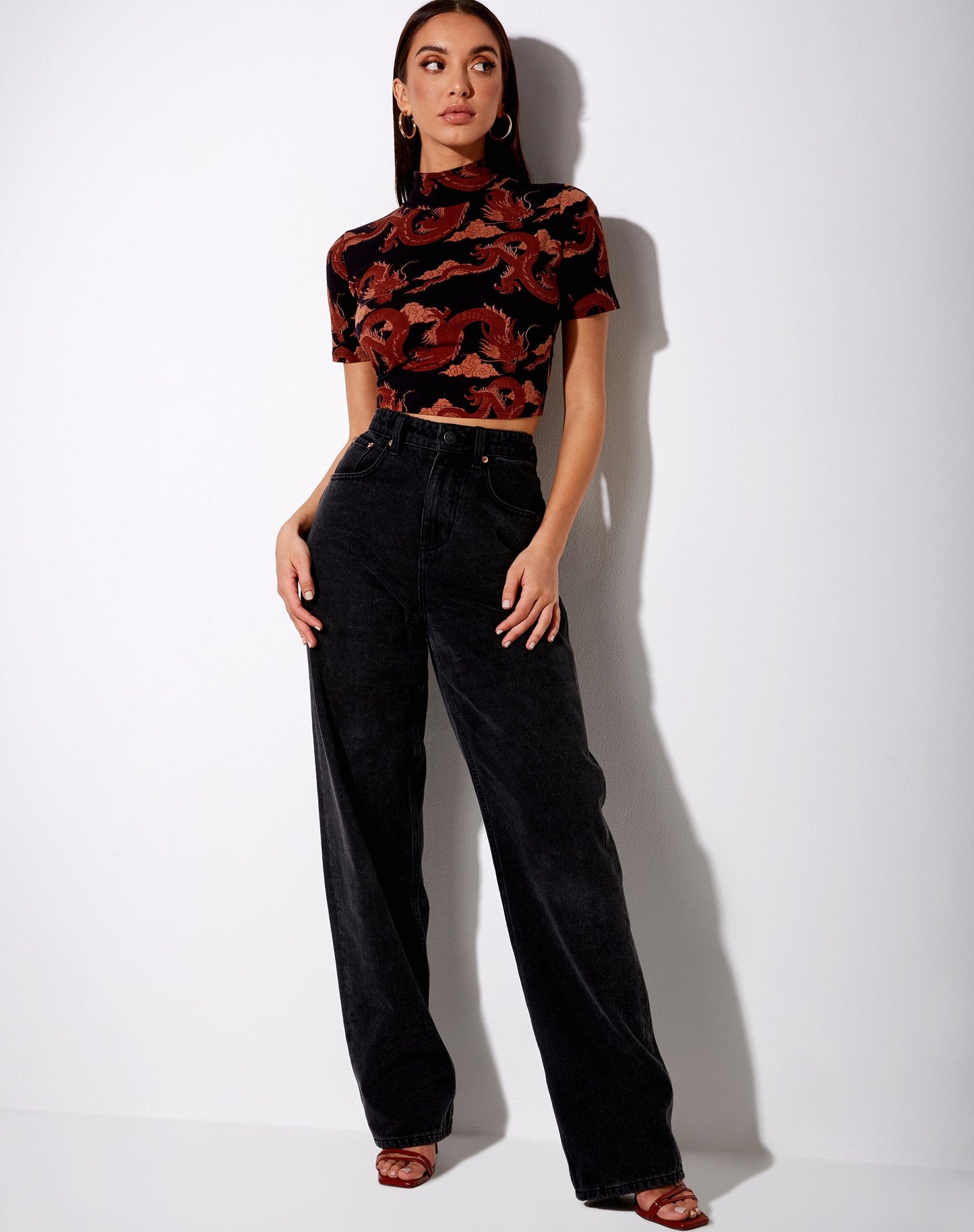 Que Backless Top in Tonal Dragon Orange
