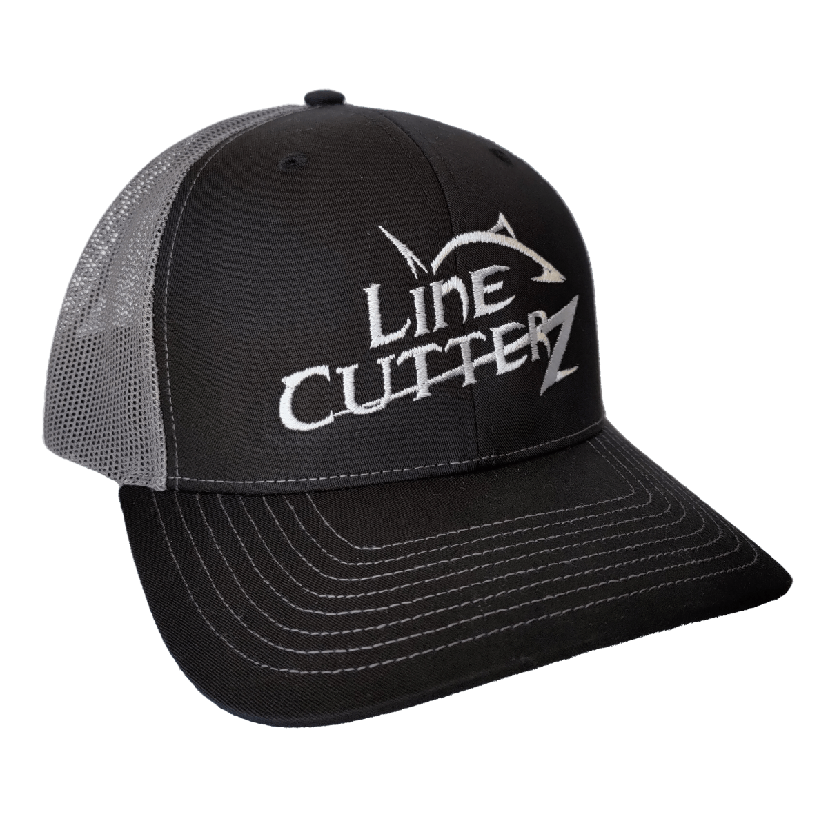 Line Cutterz Meshback Trucker Snapback Hats Line Cutterz Black/Grey