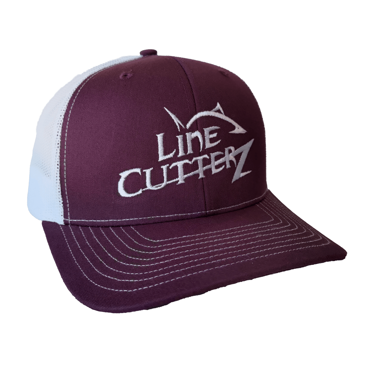 Line Cutterz Meshback Trucker Snapback Hats Line Cutterz Maroon/White