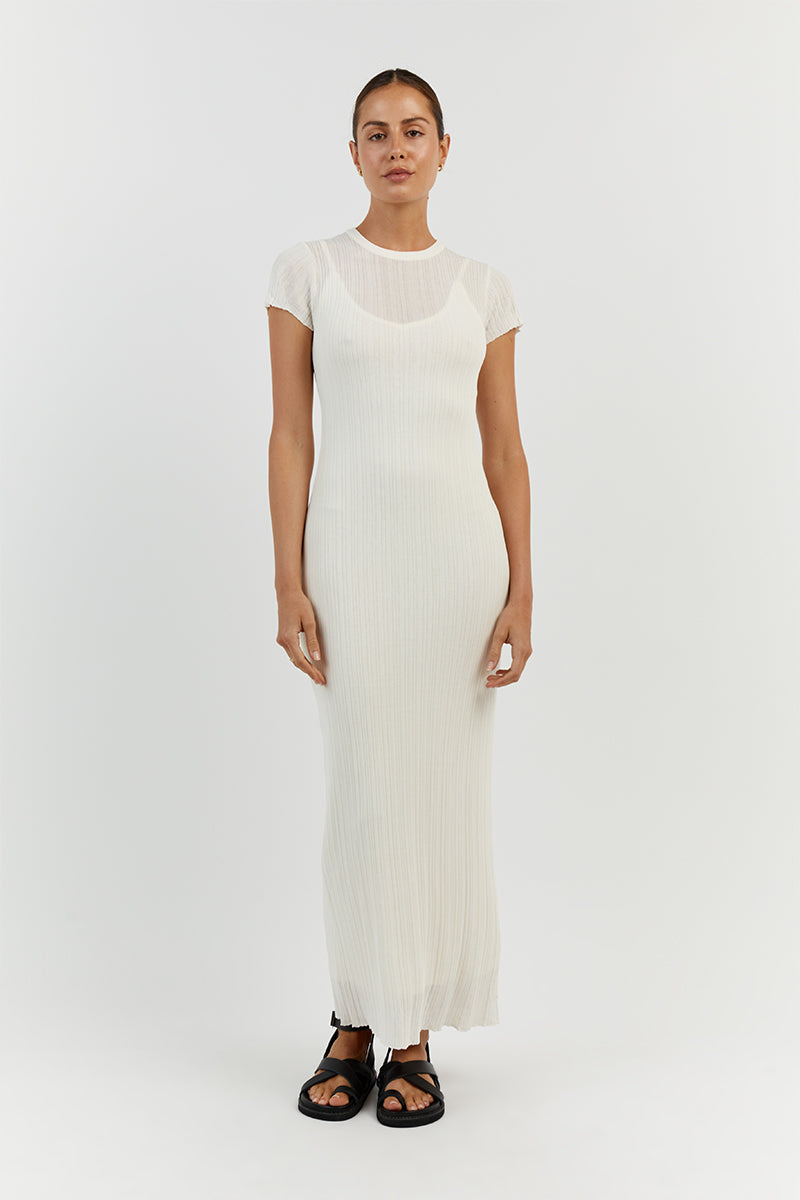 HARPER IVORY CAP SLEEVE MIDI DRESS Clothing DISSH Boutiques XXL IVORY