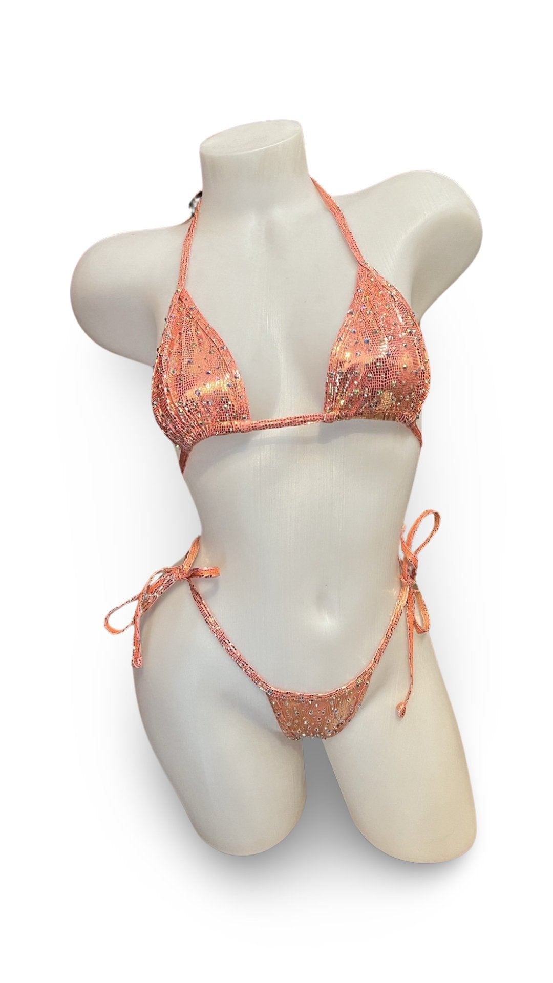 Crystal Fun Tie Bikini Set Metallic Copper