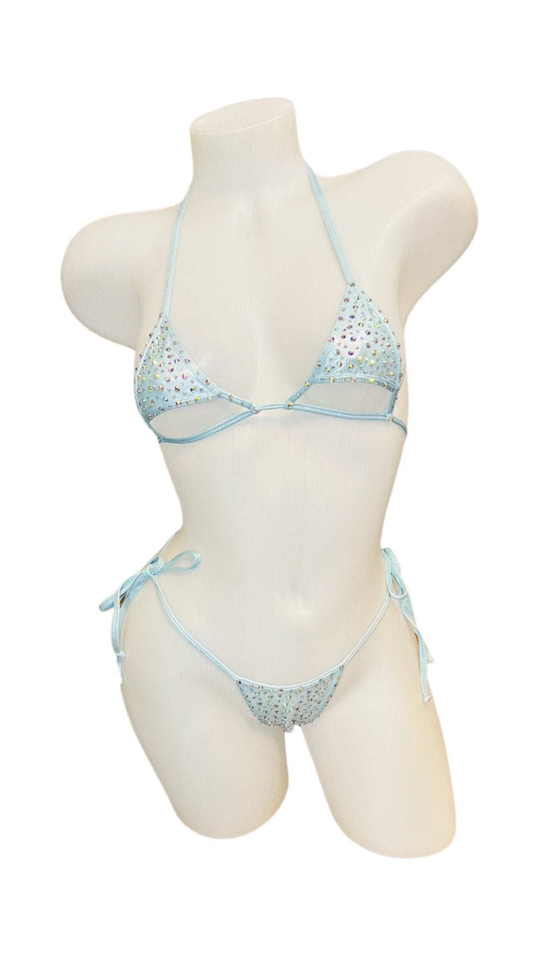 Crystal Under Bust Bikini Baby Blue Glitter