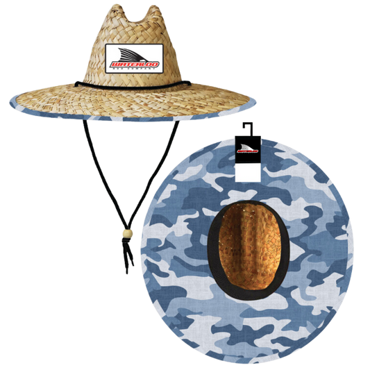 Waterloo Straw Hat -Island Blue Camo with Tails Up Patch