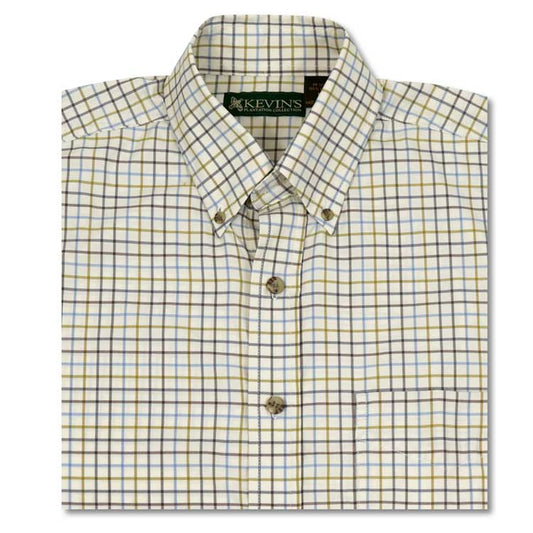 Kevin's Tattersall Long Sleeve Performance Dress Shirt-Men's Clothing-Moss Green-S-Kevin's Fine Outdoor Gear & Apparel