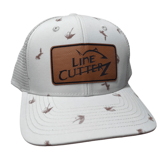 Line Cutterz Meshback Fly Fishing Hat Hats Line Cutterz Khaki Faux Leather Patch