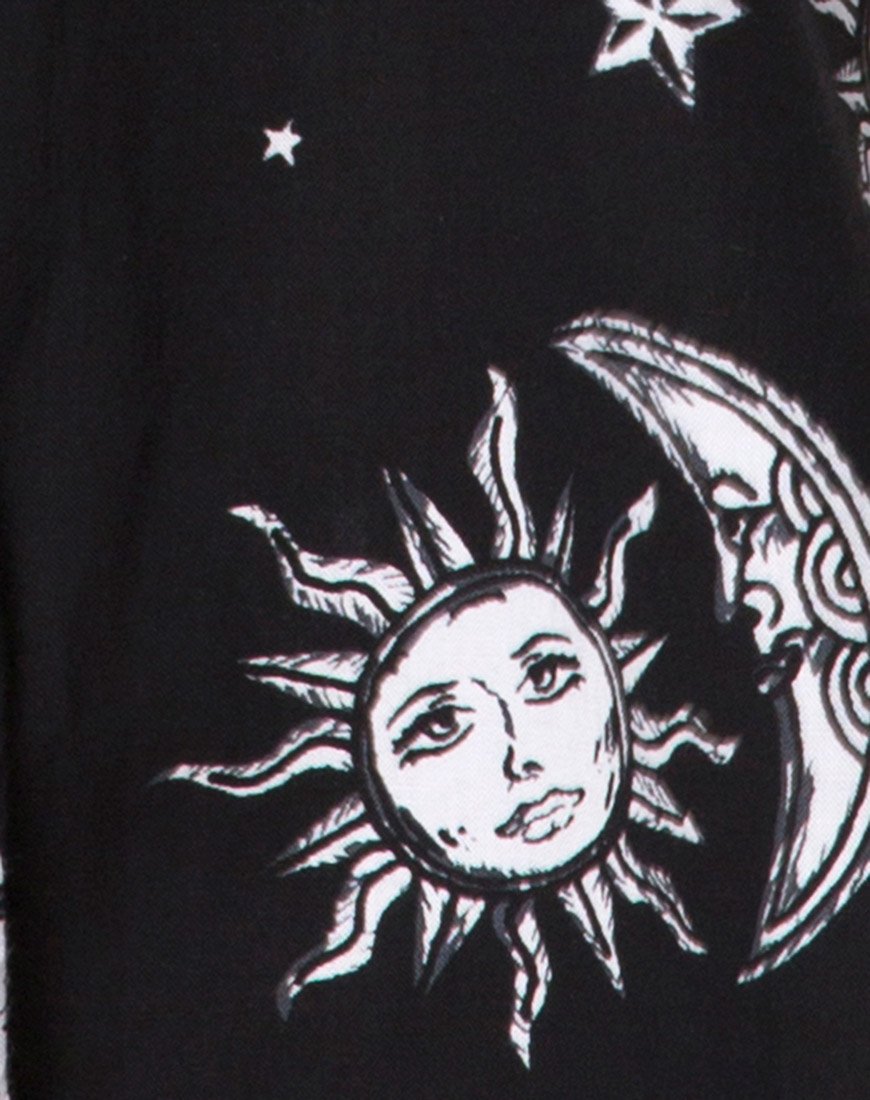 Crosena Swing Dress in Sun Moon Stars BW