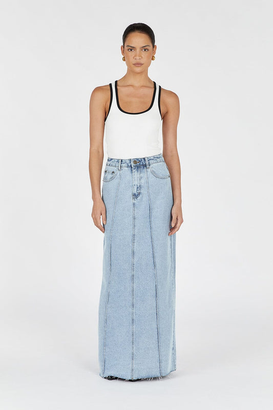 DELLA BLUE COLUMN DENIM SKIRT Clothing DISSH Boutiques 14 BLUE