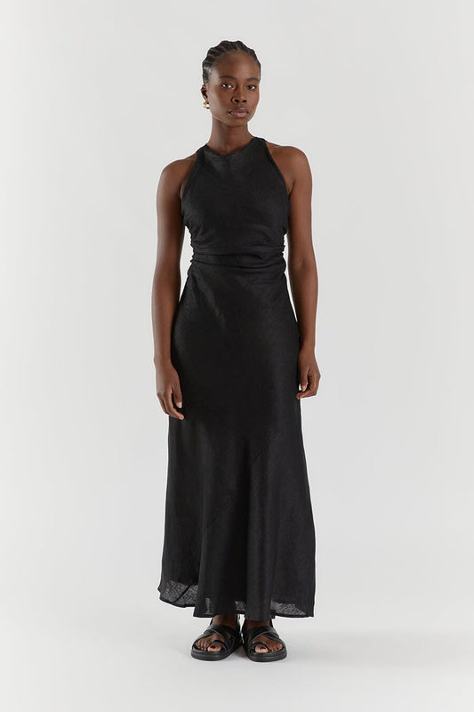 ROSE BLACK LINEN MAXI DRESS