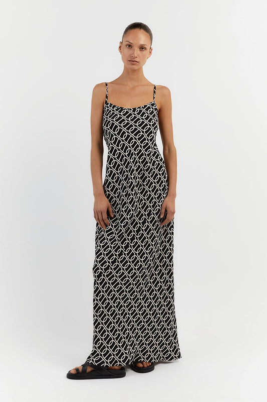 IZZIE CHAIN SCOOP SLIP MAXI DRESS Clothing DISSH Boutiques 6 BLACK