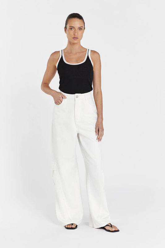 LINA BLACK CONTRAST SCOOP TANK Clothing DISSH Boutiques L BLACK