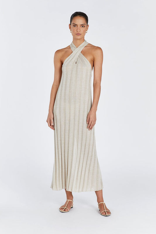 EVERLY NATURAL TWIST KNIT DRESS Clothing DISSH Boutiques XS NATURAL