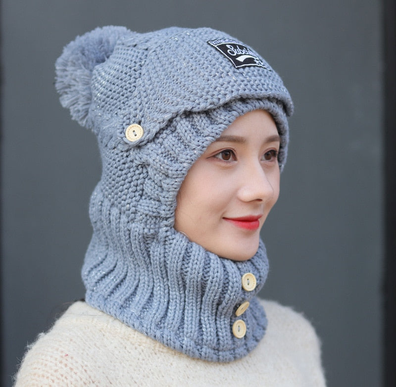 2 in 1 Mask Scarf Knitted Hat - JCEE Shop