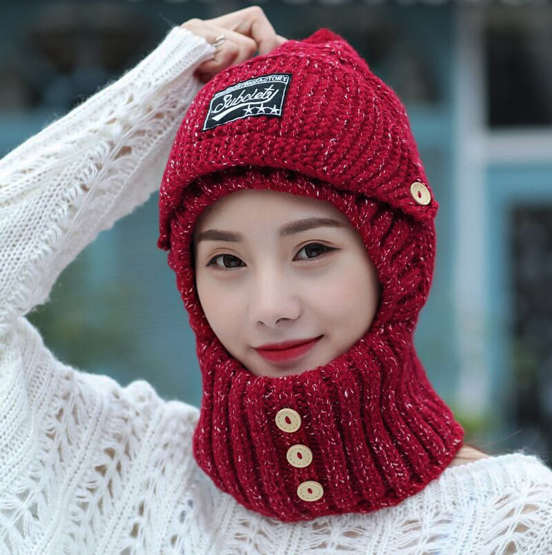 2 in 1 Mask Scarf Knitted Hat - JCEE Shop