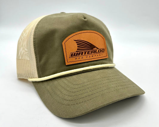 Waterloo Light Loden and Sand Rope Cap - Leather Tails Up Patch