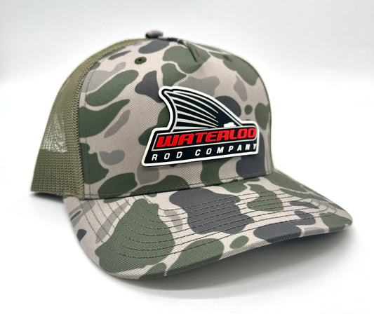 Waterloo Marsh Duck Camo and Loden Cap - Tails Up Rubber Logo