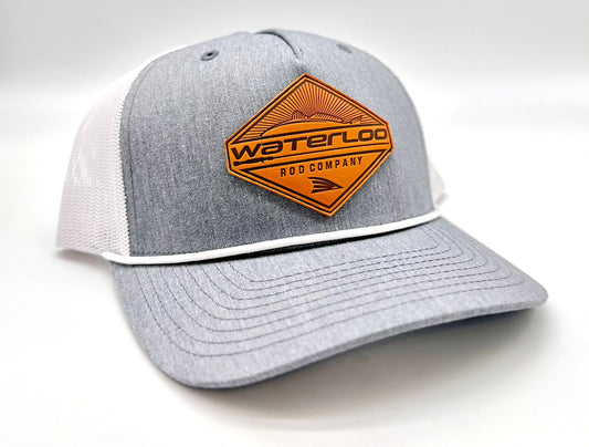 Waterloo Heather Grey and White Rope Cap - Leather Diamond Patch