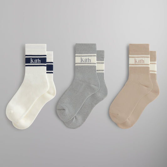Kith 3-Pack Striped Jacquard Mid Crew Cotton Socks - Multi