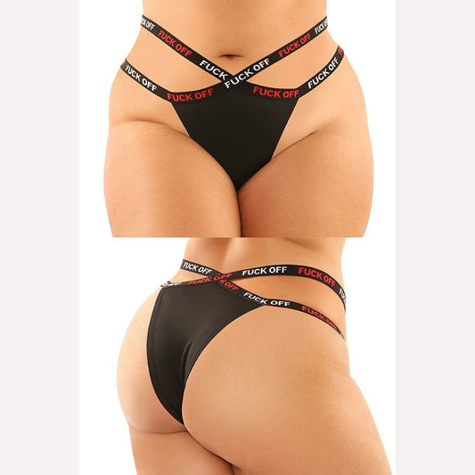 Vibes Fuck Off Panty & Thong 2pk Black Q/s