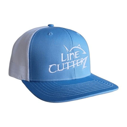 Line Cutterz Meshback Trucker Snapback Hats Line Cutterz Sky Blue/White