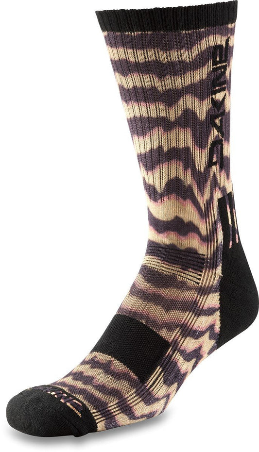 Dakine Step Up Bike Cycling Crew Socks Mens S/M US 7-9 Ochre Stripe / Port