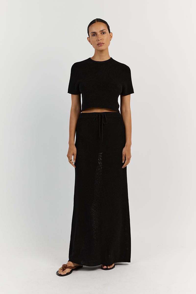 ASHER BLACK KNIT CROPPED TEE Clothing DISSH Boutiques XXL BLACK