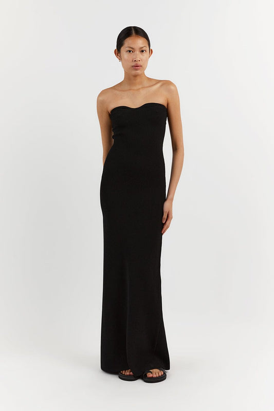VERONICA BLACK BANDEAU MAXI DRESS Clothing DISSH Boutiques L BLACK