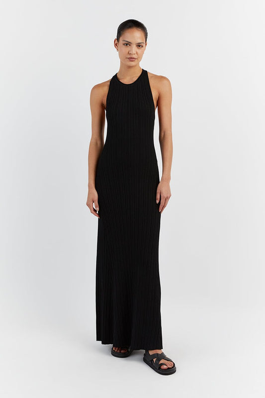 RIVER BLACK BACKLESS MAXI DRESS Clothing DISSH Boutiques XS BLACK