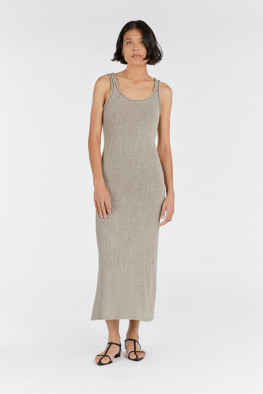 DION TAUPE BOUCLE MAXI DRESS Clothing DISSH Boutiques XS TAUPE