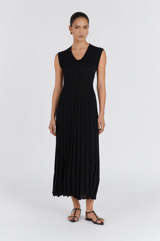 ASTRID BLACK SCOOP MIDI DRESS Clothing DISSH Boutiques XXL BLACK