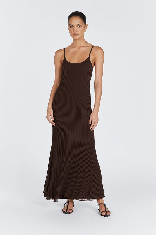 JOVIE CHOC SCOOP MAXI DRESS Clothing DISSH Boutiques XS CHOCOLATE