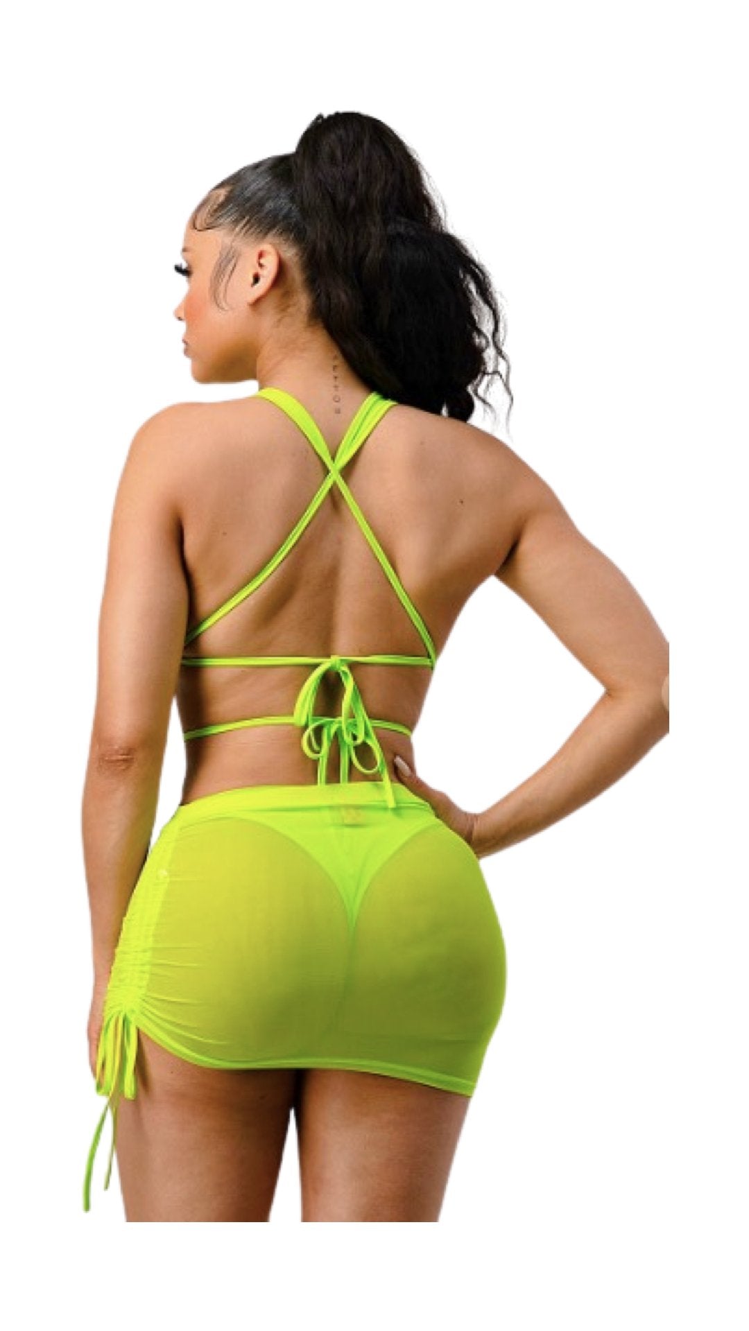 Bikini Set with Skirt Neon Green