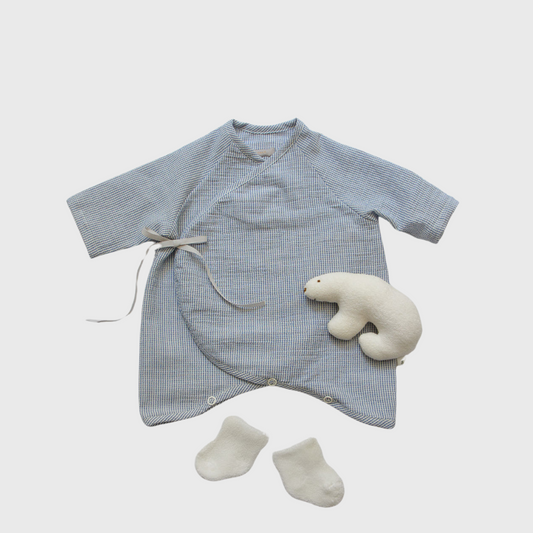 Make Check Kimono Newborn Set in Blue