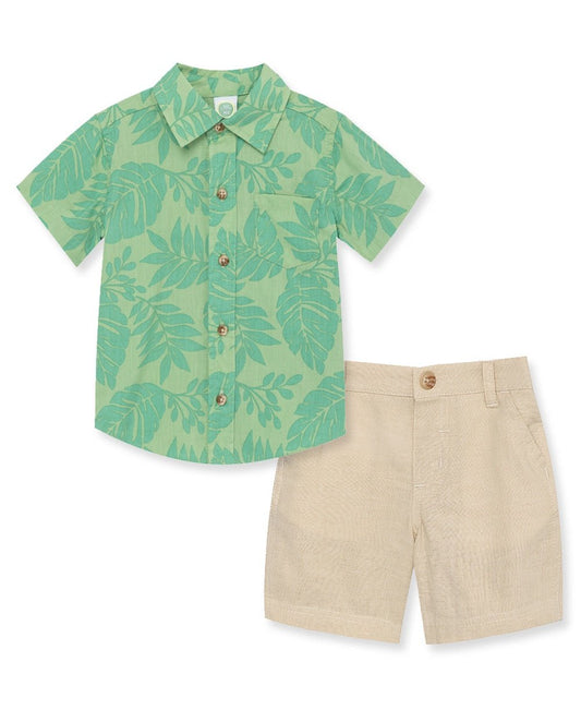 Boys Foliage Woven Short Set