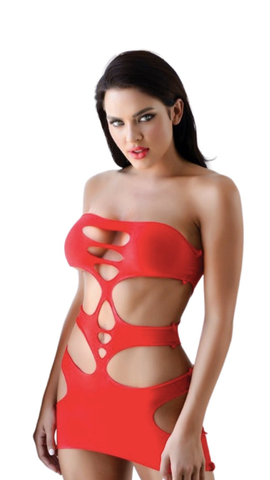 Cut Out Solid Dress Red