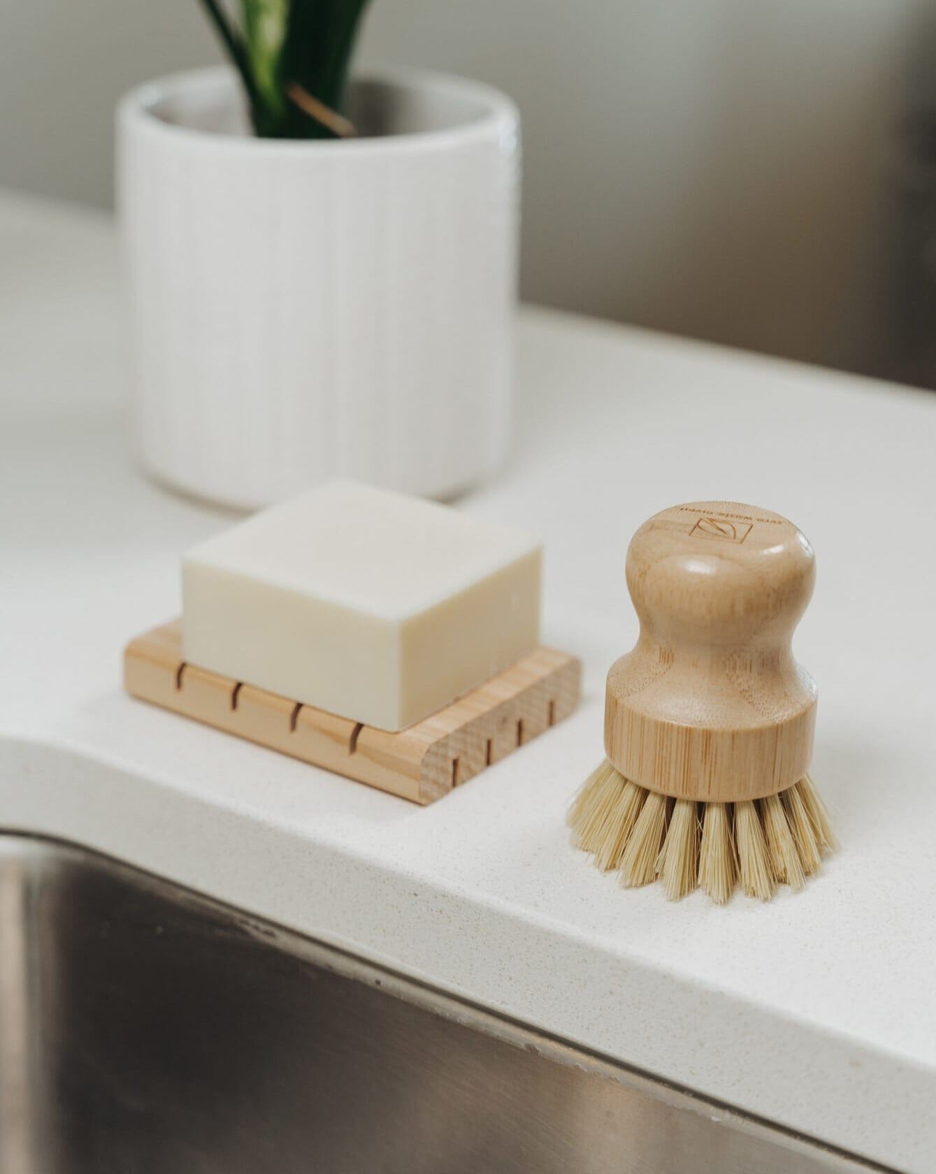 Dish Washing Bundle Dish Soap Bar Zero Waste MVMT With Bamboo Pot Brush