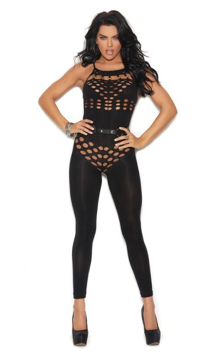 Footless Bodystocking with Cutout Black