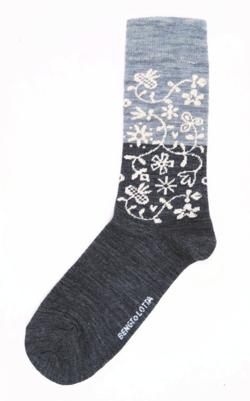 Bengt & Lotta Merino Wool Socks Grey "Garden" | Large