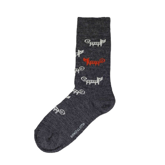 Bengt & Lotta Merino Wool Socks Grey "Cat" | Large