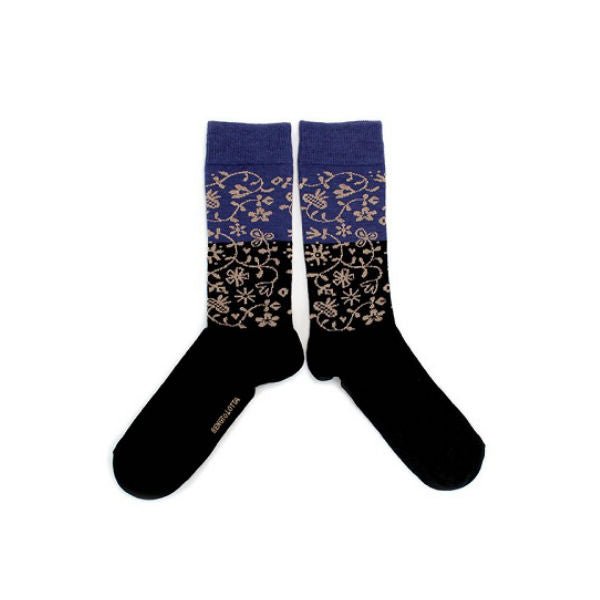 Bengt & Lotta Merino Wool Socks Blue "Garden" | Small